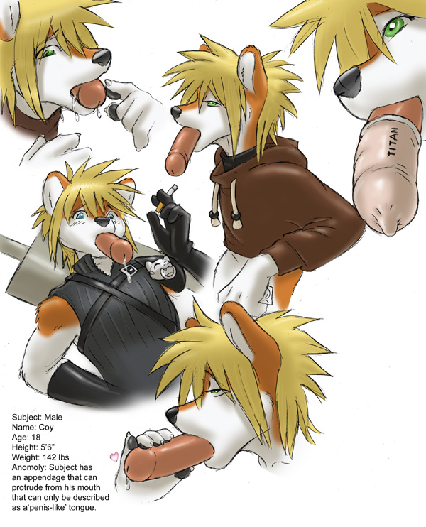 &hearts; canine cock_tongue condom cosplay coy_(character) cum fox gideon penis smoking solo sword weapon what
