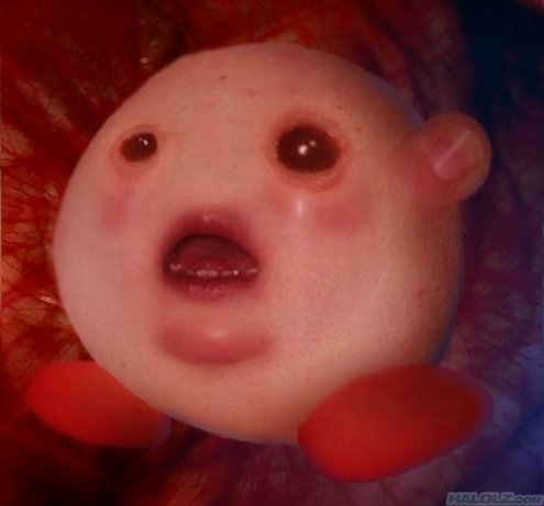 blush f&oelig;tus kirby kirby_(series) nightmare_fuel nintendo realistic solo teeth watermark what what_has_science_done