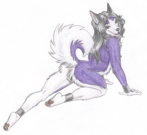 canine dog female hindpaw huskie husky looking_at_viewer mayra_boyle nude presenting raised_tail seductive solo tail