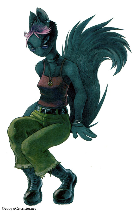 boots choker female glasses melanistic_squirrel oce piercing punky rodent solo squirrel tough