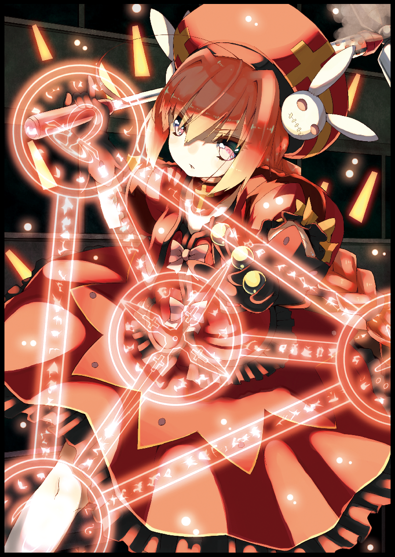 bad_id bad_pixiv_id dress graf_eisen hat long_hair lyrical_nanoha magic_circle mahou_shoujo_lyrical_nanoha mallet red_hair solo takuan_(takuan0907) triangle twintails vita