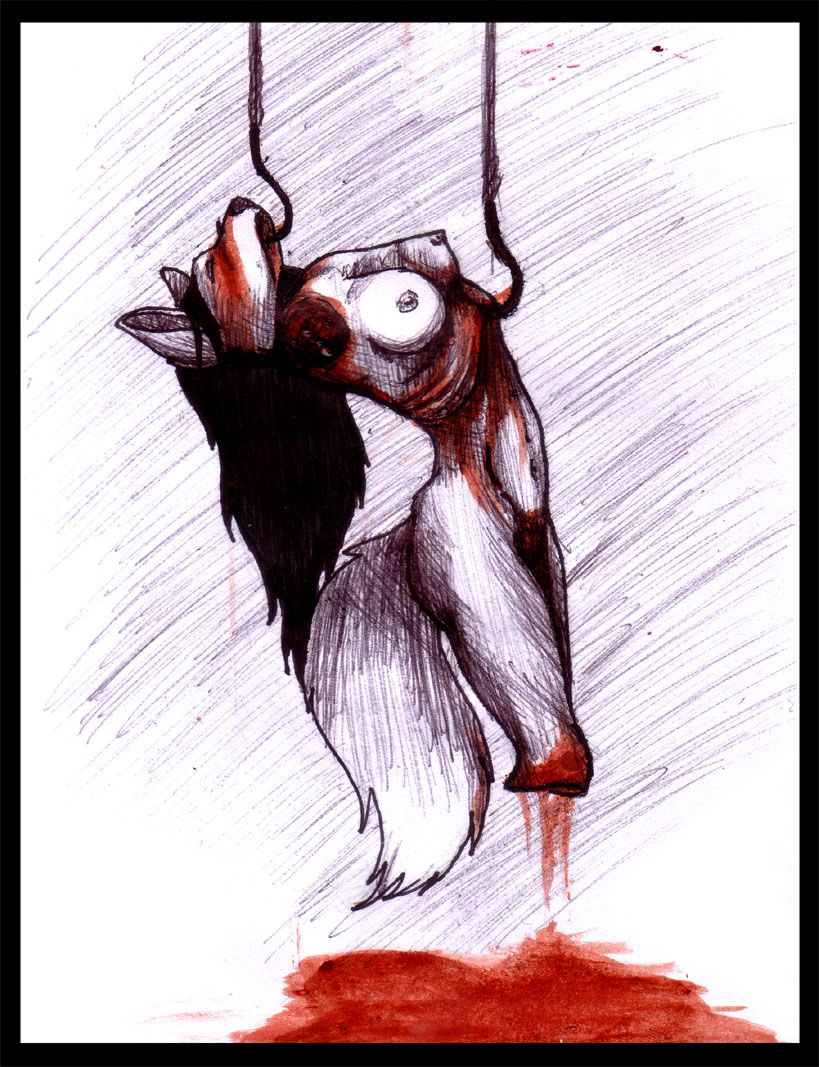 amputee blood breasts canine female fox guro hook solo suspension unknown_artist