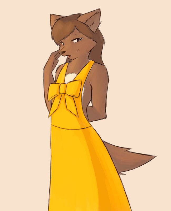 2010 anthro bowmanswolf canine dress female florence_ambrose freefall looking_at_viewer mammal ribbons solo starfighter starfyter webcomic wolf