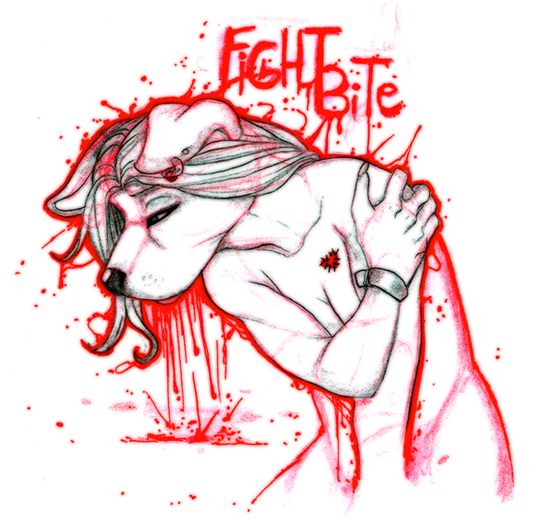 &hearts; bite blood canine covered dog emo female fight fightbite holly_massey nude pitbull solo white