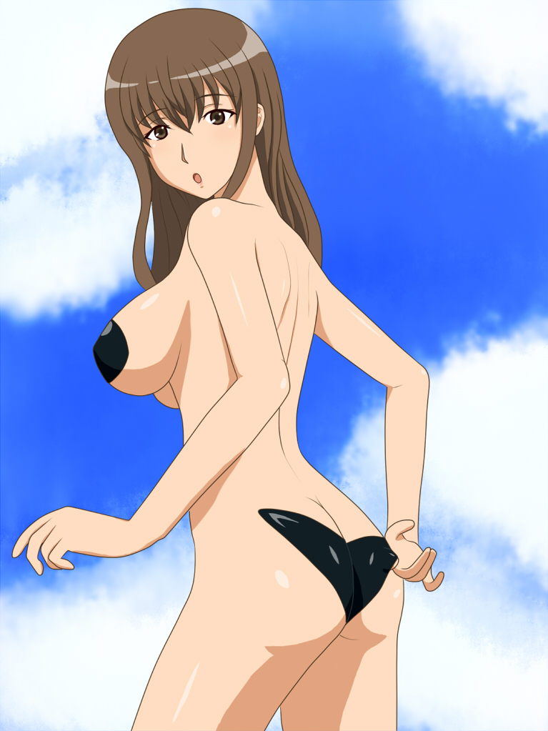 ass bikini breasts brown_hair hiro_(hankakudouga) kamijou_shiina large_breasts mature solo swimsuit to_aru_majutsu_no_index
