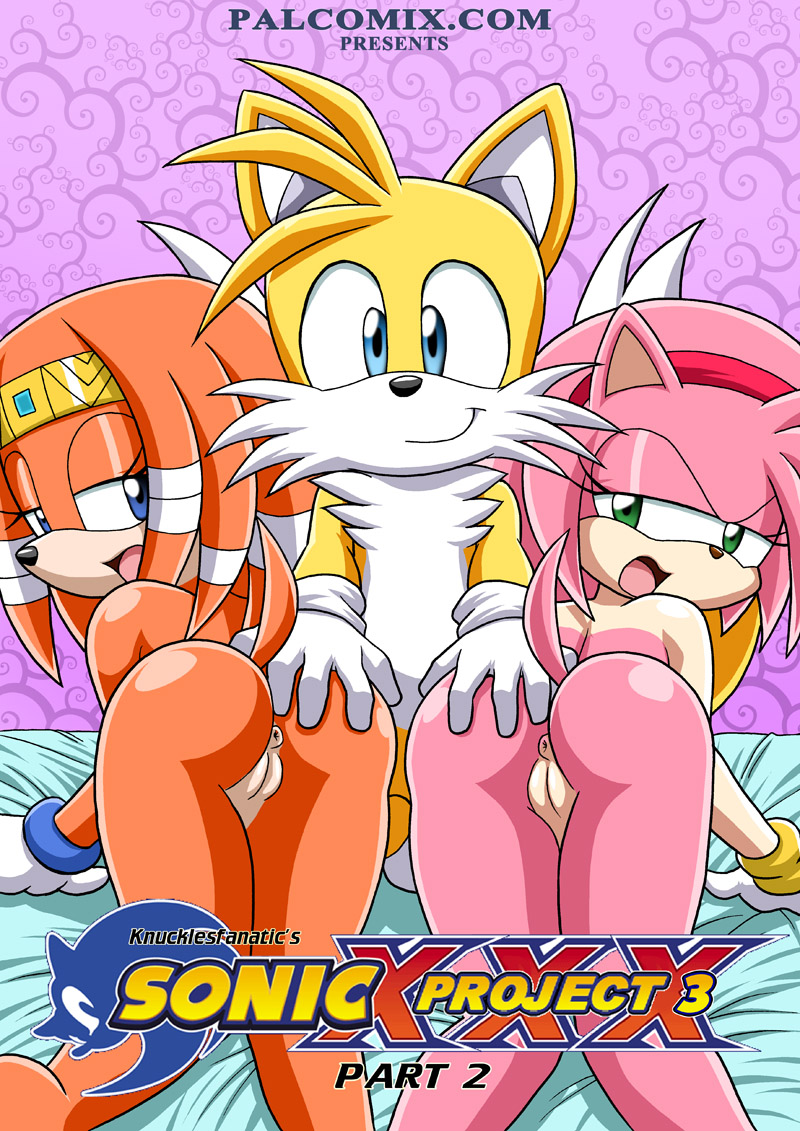 all_fours amy_rose anus broken_fox butt canine female fox kitsune looking_at_viewer male miles_prower mobian multiple_tails nude palcomix pink pussy raised_tail sonic_(series) tail threesome tongue