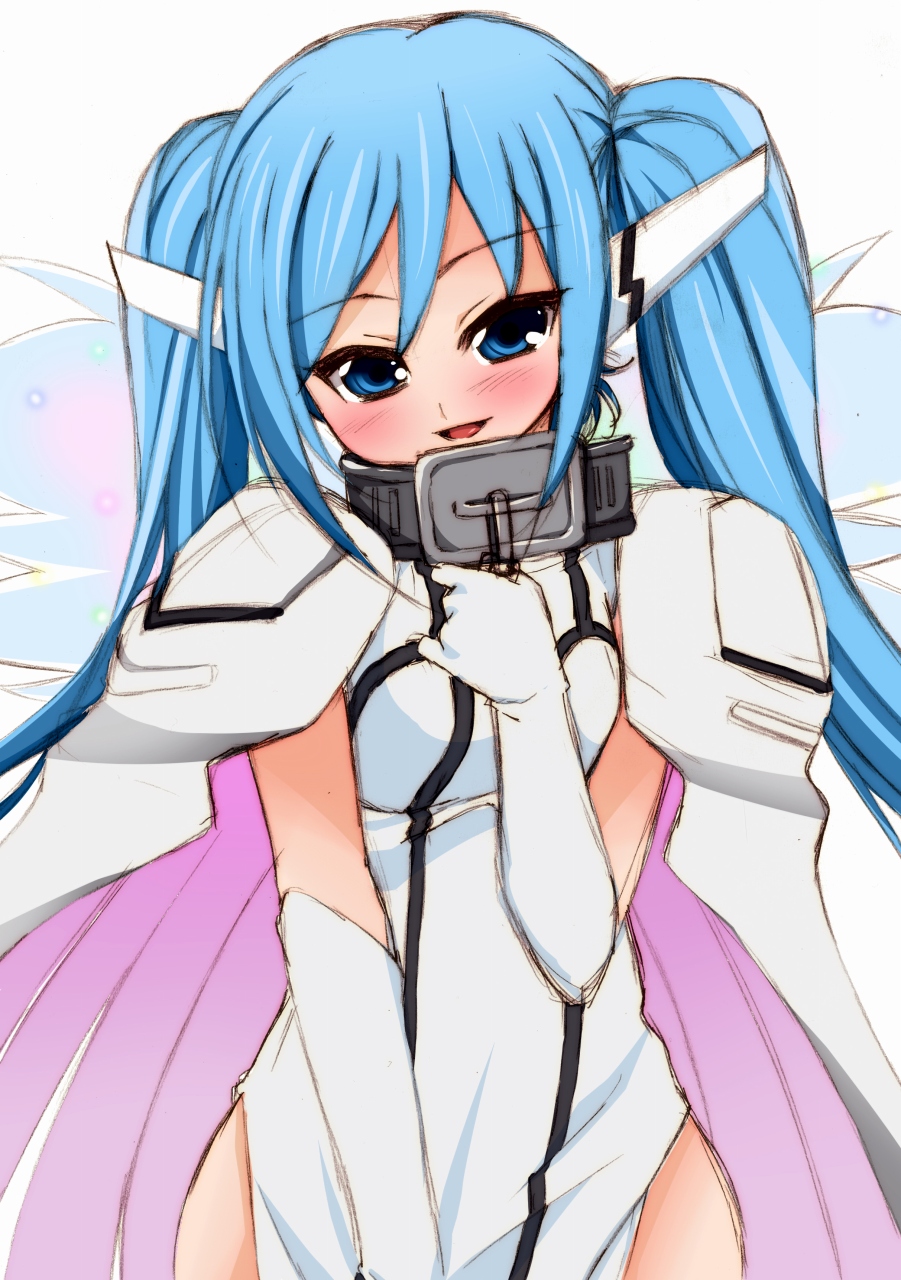 armor blush collar highres nigo_(aozoragarou) nymph_(sora_no_otoshimono) solo sora_no_otoshimono twintails