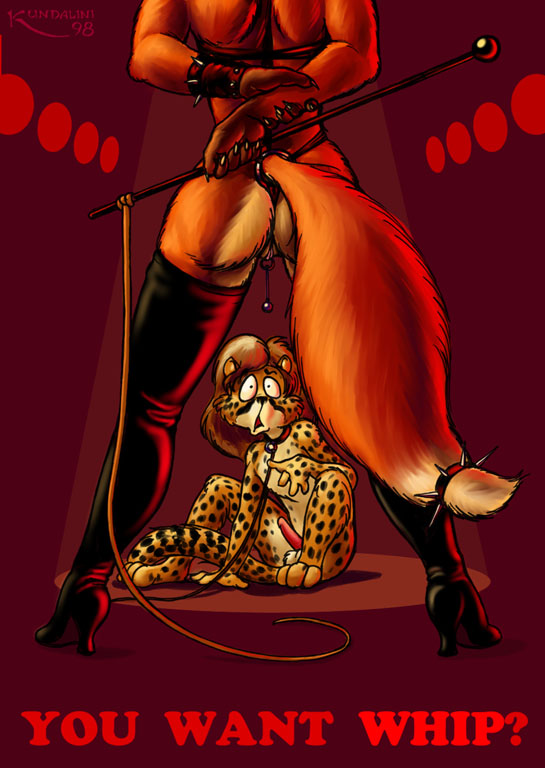 1998 balls butt canine cheetah collar couple do_not_want dominatrix eugene_arenhaus fear feline female fox from_behind leash male nude penis piercing pussy scared slinky spread_legs spreading standing straight surprised tail_ring vintage whip