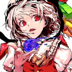bad_id bad_pixiv_id blonde_hair chirigami-san face flandre_scarlet hands lowres oekaki red_eyes solo touhou