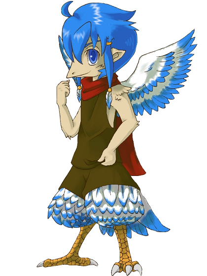 avian claws clothing feathers hair hybrid looking_at_viewer male oekaki solo wings я