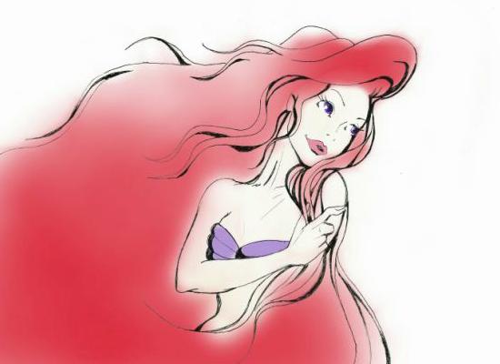 ariel ariel_(disney) bra disney lingerie little_mermaid long_hair pixiv red_hair smile the_little_mermaid underwear very_long_hair