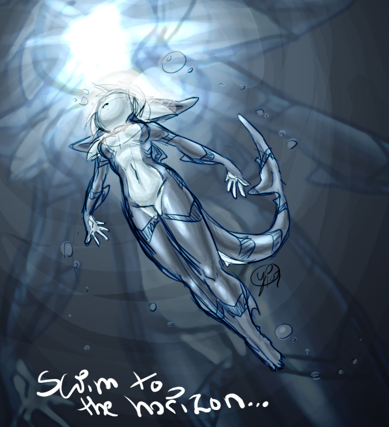 brook bubbles female marine nude shark sketch solo surfacing underwater yamer