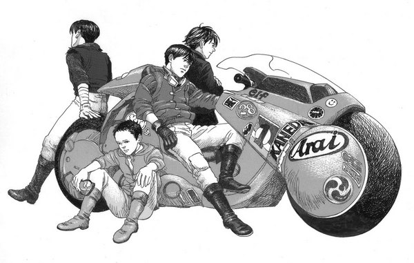 4boys akira kai_(akira) kaneda_shoutarou male male_focus motor_vehicle motorcycle multiple_boys pixiv shima_tetsuo shoutarou_kaneda vehicle yamagata