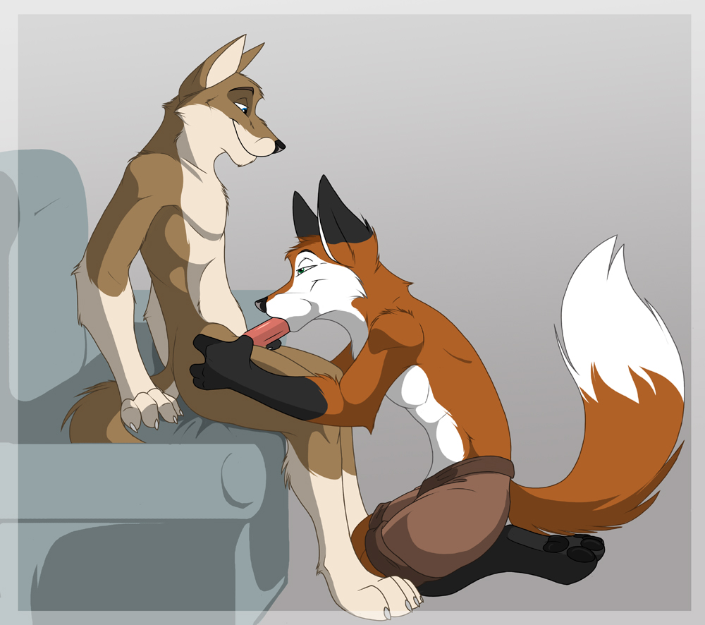 canine fellatio fox gay ignigeno kneeling male nude oral oral_sex penis sex sitting wolf