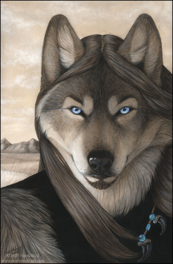 beard blue_eyes canine hair head male necklace northwolf plains portrait solo wolf