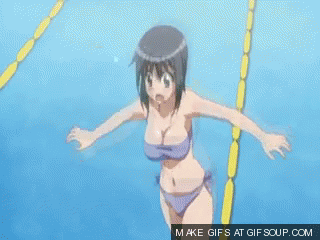 6+boys animated animated_gif bad_anatomy bad_aspect_ratio bikini black_hair bouncing_breasts breasts character_request cleavage english gifsoup.com kemeko_deluxe large_breasts lowres multiple_boys non-web_source open_mouth pool purple_bikini screencap short_hair side-tie_bikini source_request swimsuit third-party_edit third-party_watermark