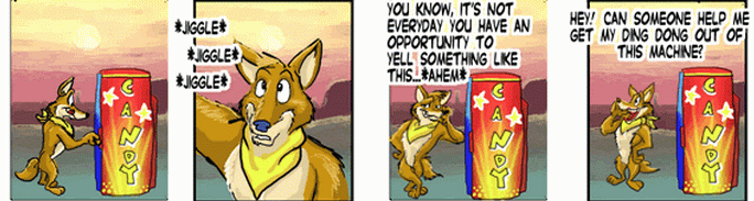 bandanna candy_machine canine comic coyoteville ding_dong english_text funny humour lol male steven_graziano the_truth