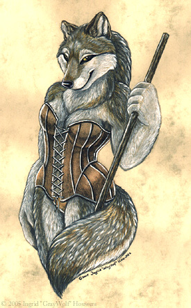 canine corset female graywolf ingrid_houwers polearm solo staff wolf