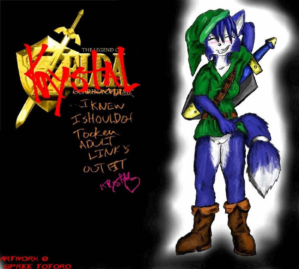 canine clothing fox krystal star_fox stolen_clothes the_legend_of_zelda video_games weapon