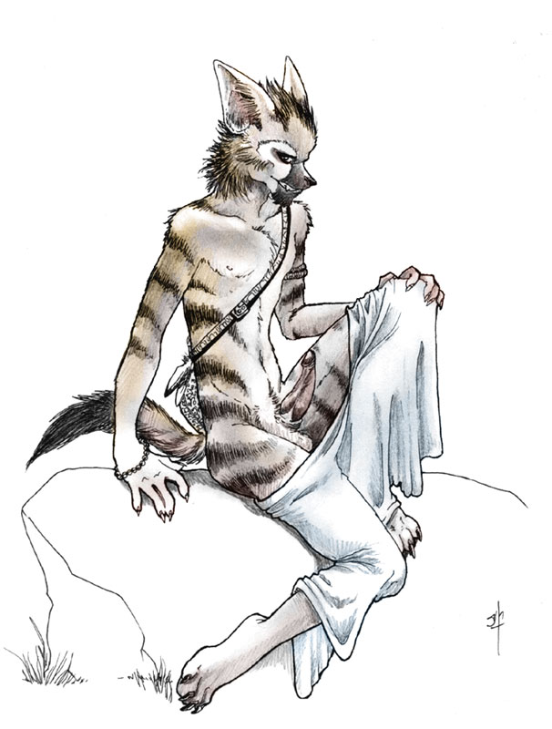 aardwolf hyena male nude penis seraph sheath solo