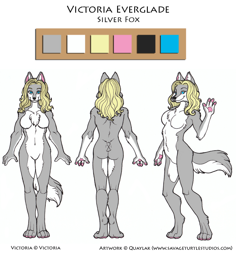canine female fox model_sheet nude quaylak silver_fox solo victoria_everglade