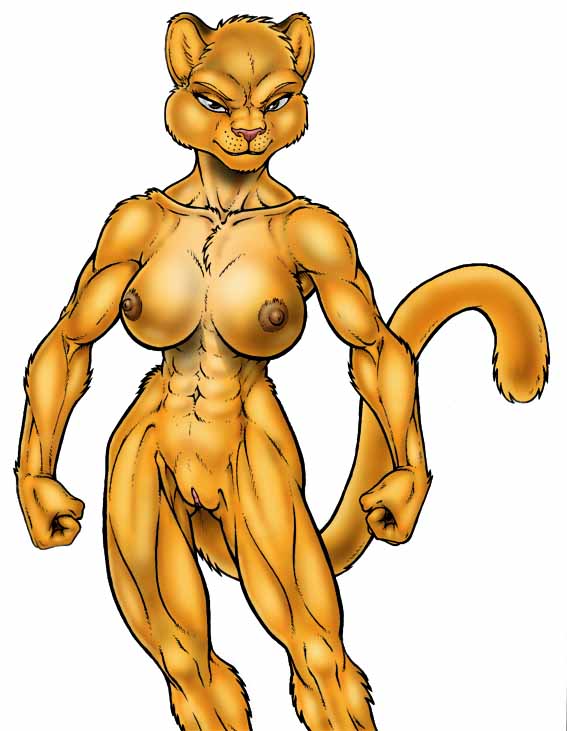 feline female lion max_blackrabbit muscles nude solo
