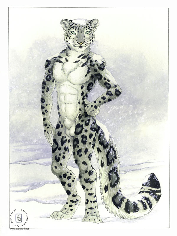 balls feline kacey male muscles nude sheath snow snow_leopard solo