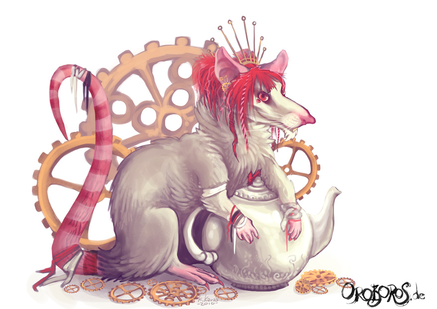 &hearts; emilie_autumn female feral gears mammal nathradas plain_background rat rodent steampunk white_background