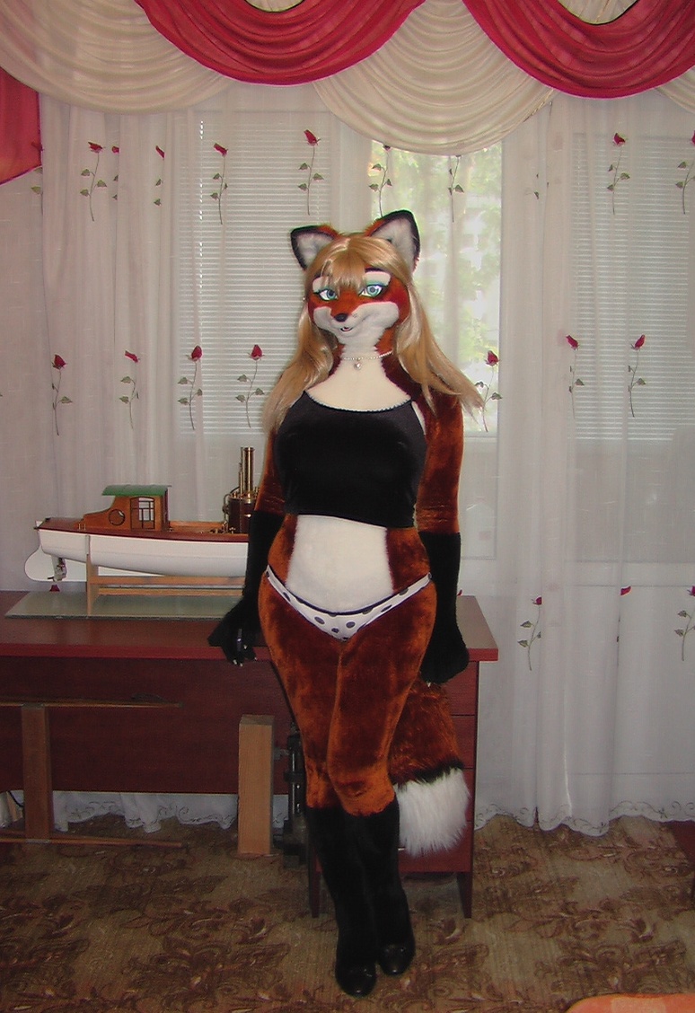 costume cute female fox fursuit mammal panties real solo underwear vixen winfox