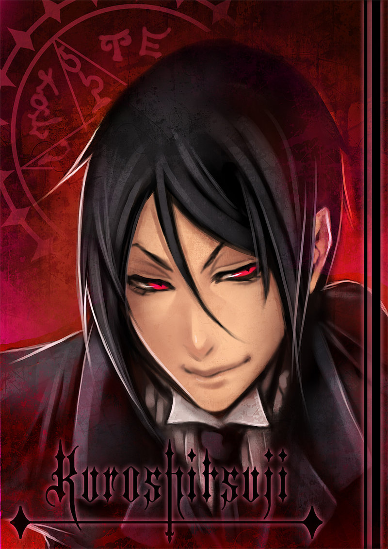 black_hair bust kuroshitsuji male necktie red_eyes sebastian_michaelis solo yaichino