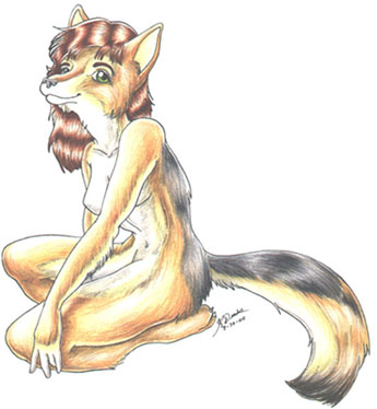 canine coyote female nude solo unknown_artist