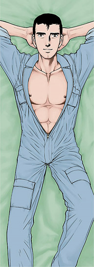abe_takakazu cropped dakimakura kuso_miso_technique male male_focus open_clothes open_shirt shirt yaranaika