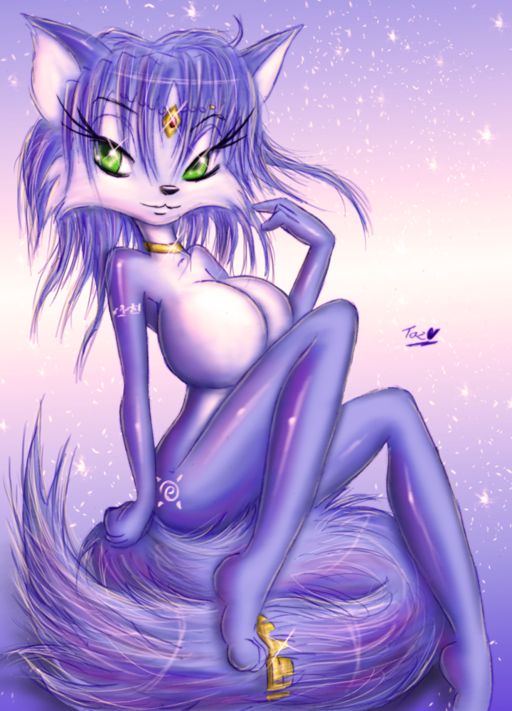big_breasts breasts canine female fox green_eyes innocenttazlet krystal nude solo star_fox video_games