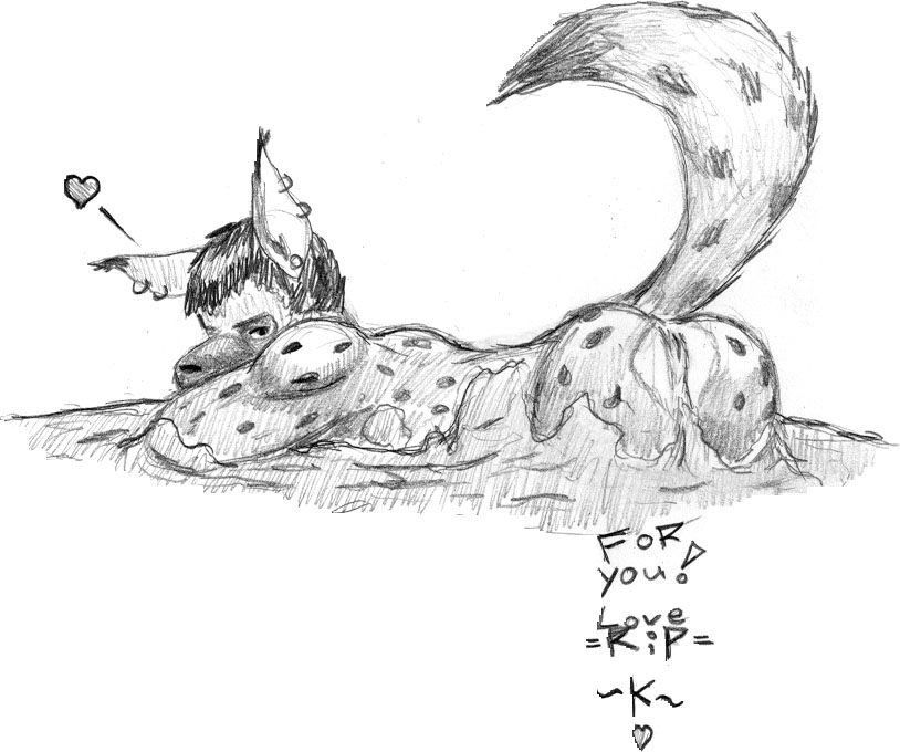 &hearts; ear_piercing earring female from_behind hyena looking_at_viewer piercing presenting pussy raised_tail rip_kackel sketch solo tail water