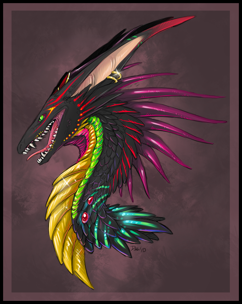 2010 ambiguous_gender dagger_leonelli dragon ear_piercing female green_eyes long_ears piercing portrait simple_background solo teeth tongue tongue_out