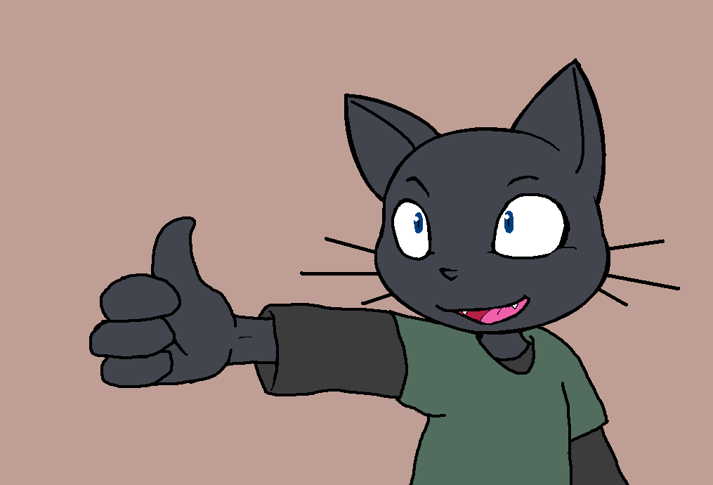 black cat darkdoomer feline miw solo thumbs_up