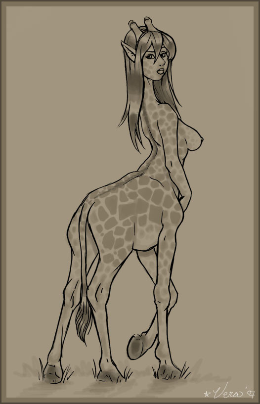 bethany_sellers breasts female giraffe hooves nude solo taur