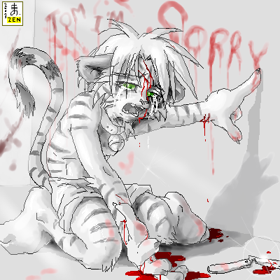 barber_knife blood collar crying emo feline joshua knife male slit_wrists solo straight_razor suicide tiger zen