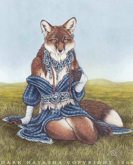 canine celtic dark_natasha female fox keiss_morar kneeling moor solo tartan