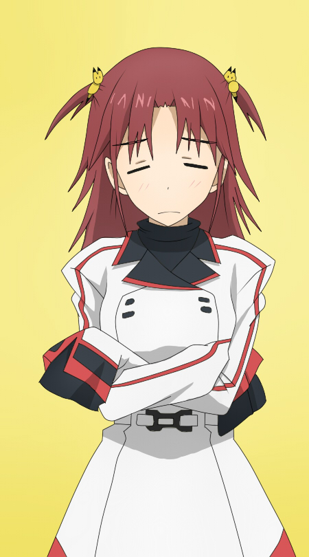 arms_crossed brown_hair crossed_arms eyes_closed infinite_stratos long_hair nohotoke_honne oversized_clothes short_twintails sleeves_past_wrists solo twintails uniform