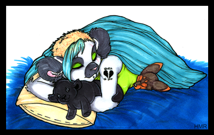 emo eyes_closed female holly_massey lemur pillow plushie shirt sleeping zeriara_(character)