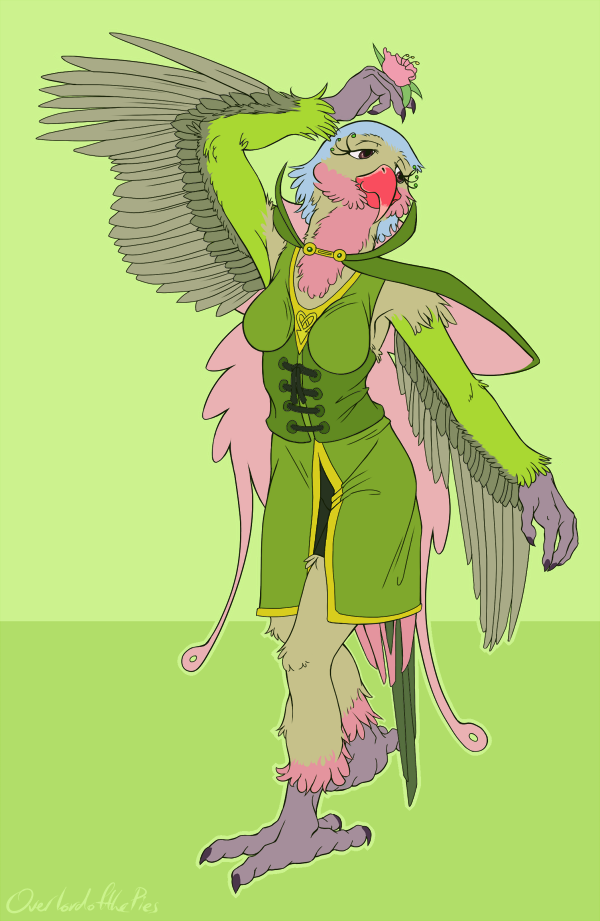 bird female flower green green_feathers overlordofthepies parrot solo wings