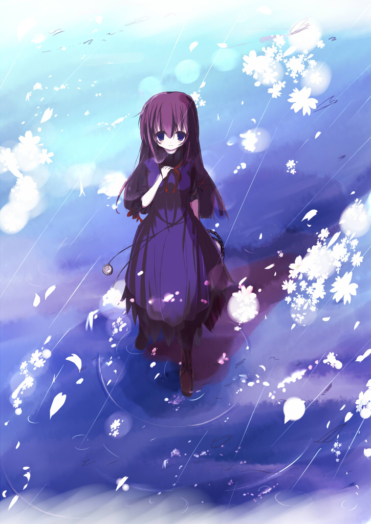 arietta_fine blue_eyes brown_hair dress horoyoi_kitsune long_hair pocket_watch ribbon solo symphonic_rain very_long_hair watch