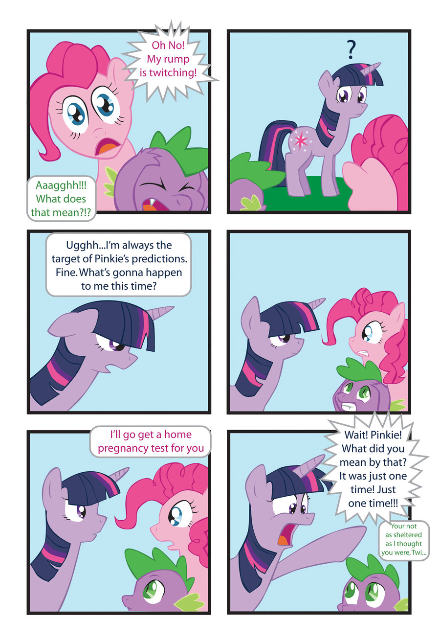 blue_eyes comic dragon equine female friendship_is_magic green_eyes horns horse male my_little_pony pink_hair pinkie_pie_(mlp) pony purple_eyes spike_(mlp) text twilight_sparkle_(mlp) two_tone_hair
