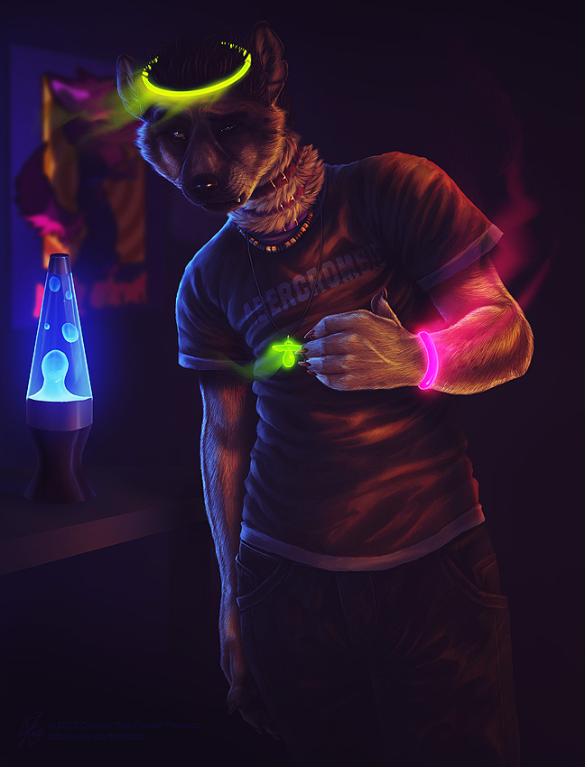 canine collar glow glowstick halo lava_lamp raver star_(artist)