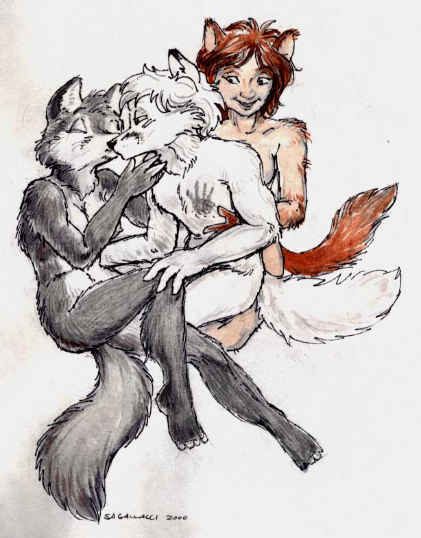 canine feline female kissing male sex steve_gallacci straight threesome wolf