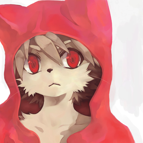 canine cute dakuten hoodie male mammal red_eyes solo