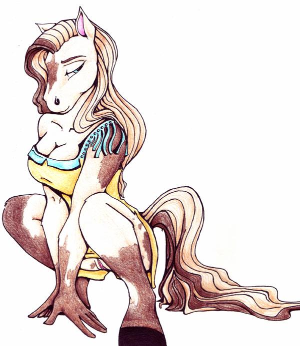 crouching equine exposed female hooves horse jenkesh1 pony pussy solo tribal