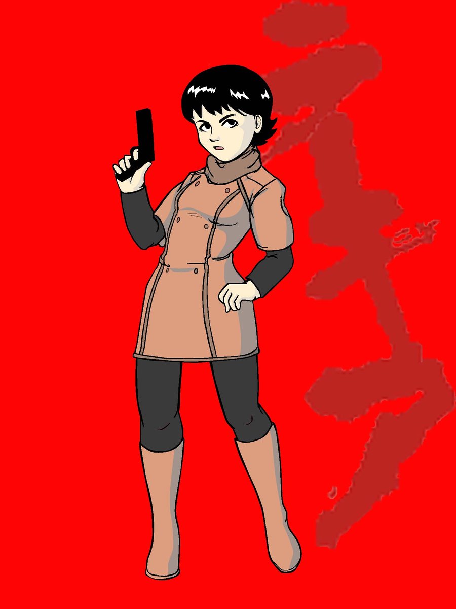akira boots female full_body gun highres jacket kei_(akira) pantyhose solo weapon
