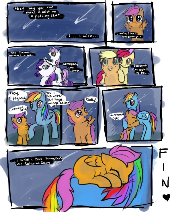apple_bloom_(mlp) applebloom_(mlp) applejack_(mlp) astronomy autumnalone blue_fur comic cub cute cutie_mark cutie_mark_crusaders_(mlp) dialog english_text equine eyes_closed female feral friendship_is_magic fur group hair hero_worship high_place horn horse mammal meteor_shower meteoroid multi-colored_hair my_little_pony night open_mouth pegasus pony purple_hair rainbow_dash_(mlp) rainbow_hair rainbow_tail rarity_(mlp) red_hair scootaffection scootaloo_(mlp) scootalove stars sweetie_belle_(mlp) text unicorn unknown_artist wings wishing young